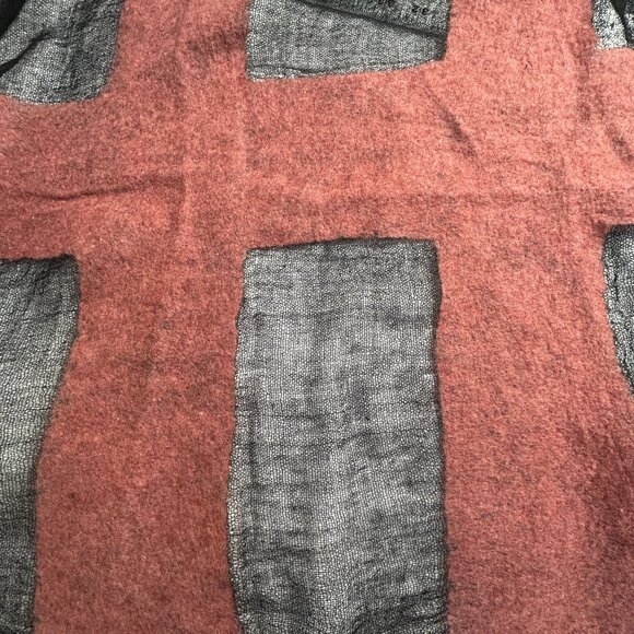 Tumar Womens Hand Made Scarf Shawl 74 x 24" Brown Black Gray Lightweight New - Picture 4 of 6